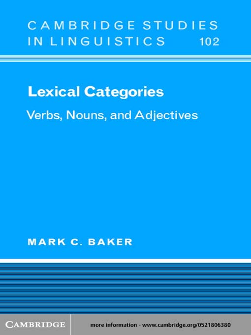 Title details for Lexical Categories by Mark C. Baker - Available